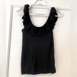 Madewell Wakeford Ruffle Sweater Tank in Black
